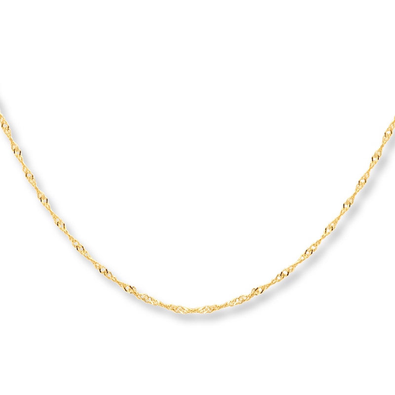 Solid Singapore Necklace 10K Yellow Gold 22"