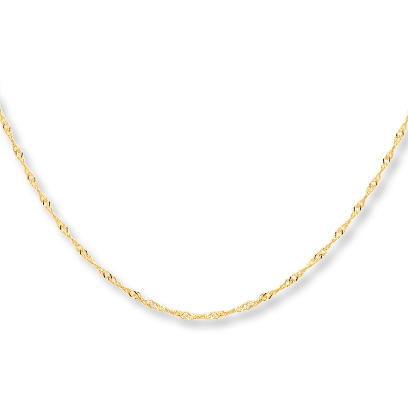 Solid Singapore Necklace 10K Yellow Gold 24"