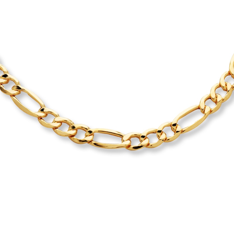 Main Image 1 of Figaro Necklace Hollow 10K Yellow Gold 22&quot;
