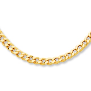 6mm Curb Chain Necklace Hollow 10K Yellow Gold 22"