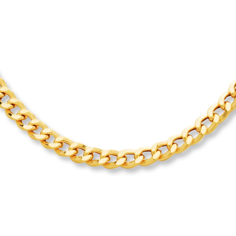 Solid Curb Link Necklace 10K Yellow Gold 22" Length