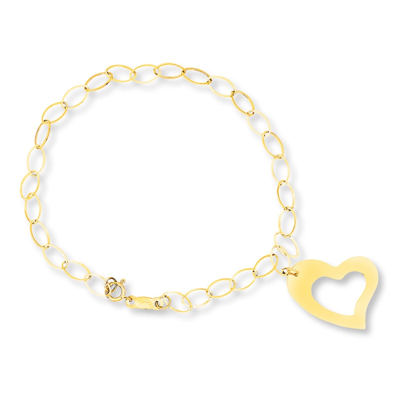 Main Image 1 of Heart Bracelet 14K Yellow Gold 7.25&quot;