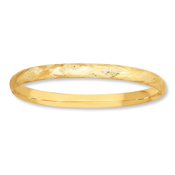 Bangle Bracelet Criss-Cross Design 14K Yellow Gold