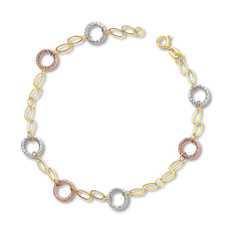Main Image 1 of Circle Bracelet 14K Tri-Tone Gold 7.25&quot;