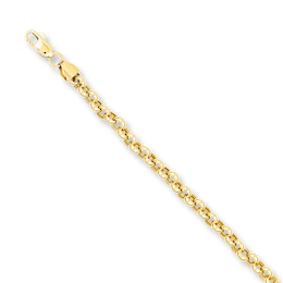 Rolo Link Bracelet Hollow 14K Yellow Gold 7.5"