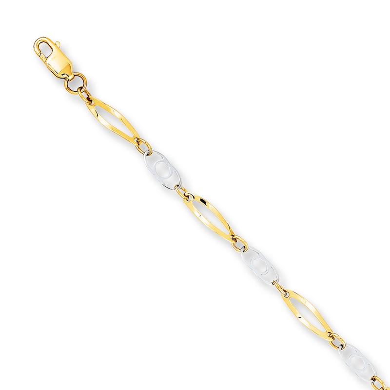Main Image 1 of Link Bracelet 14K Two-Tone Gold 7&quot;