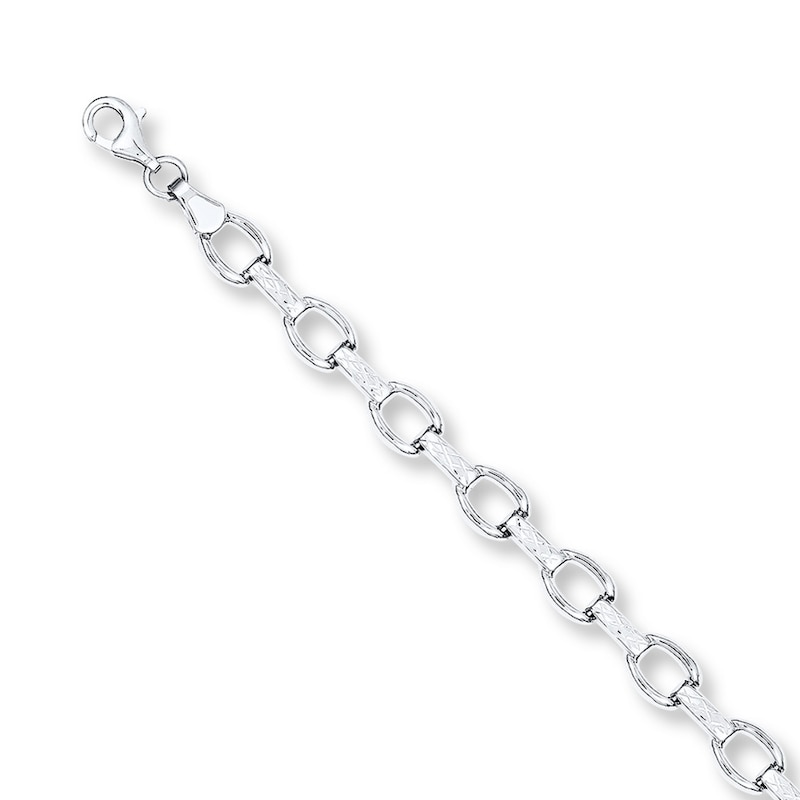 Main Image 1 of Link Bracelet Hollow 14K White Gold 7&quot;