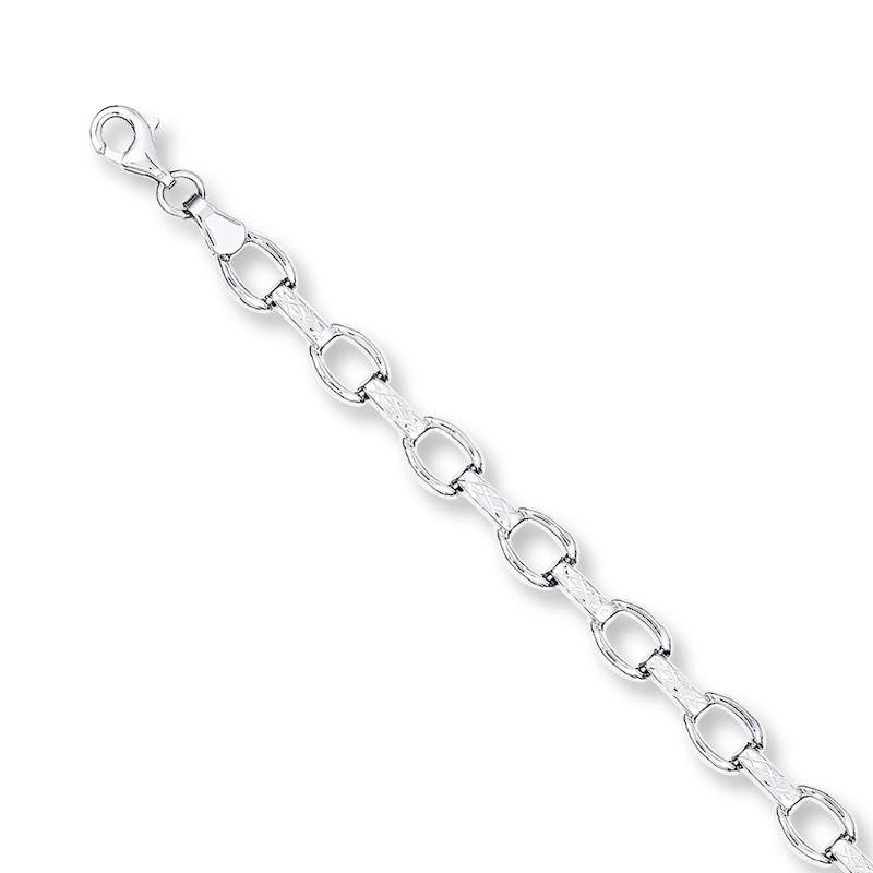 Hollow Link Bracelet 14K White Gold 7"