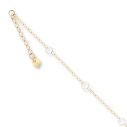 Circle Anklet Solid 14K Two-Tone Gold 10"