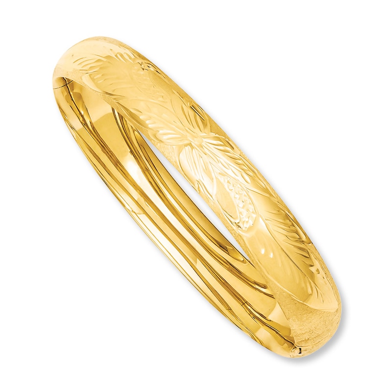 Floral Bangle Bracelet 14K Yellow Gold