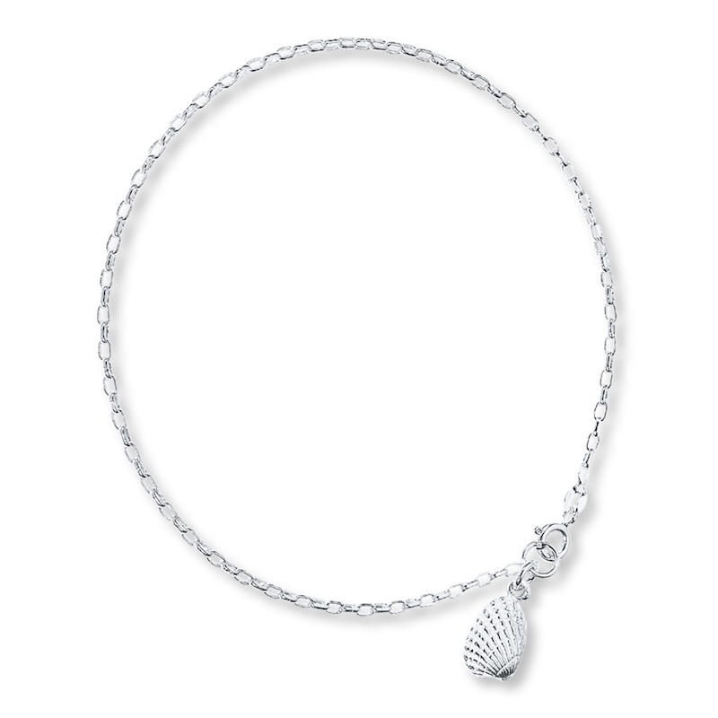 Main Image 1 of Sea Shell Anklet Solid Sterling Silver 9&quot;