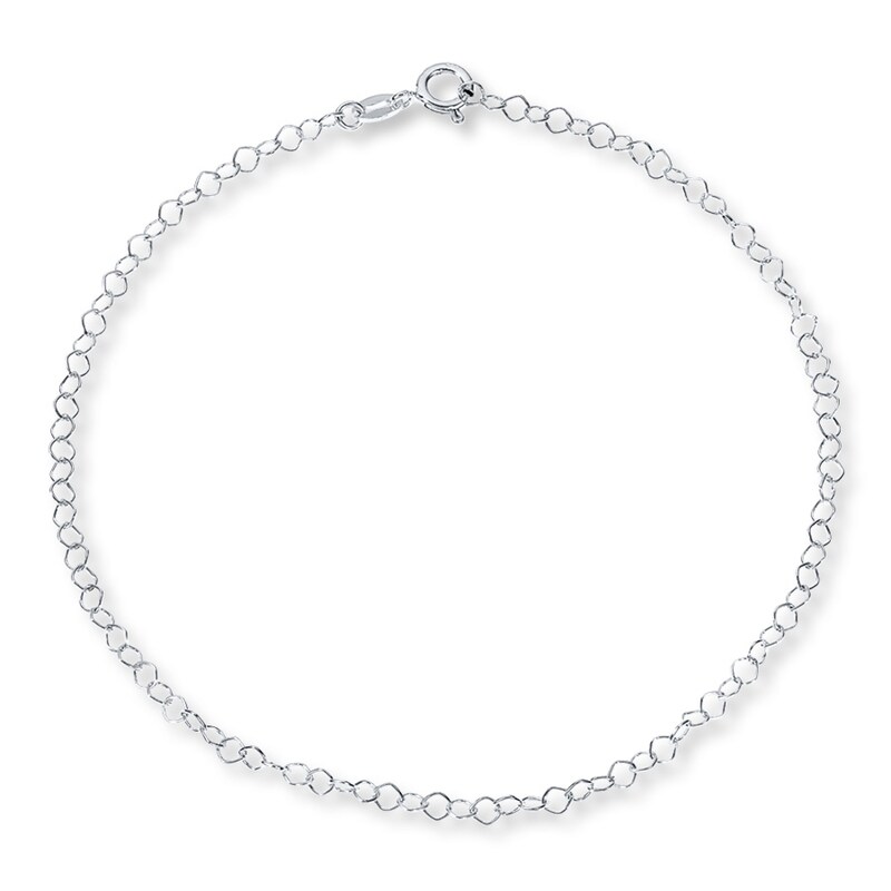 Open Link Chain Anklet Sterling Silver 10"