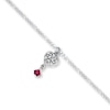 Heart Charm Anklet Sterling Silver 10"