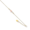 Puffed Heart Anklet 14K Tri-Color Gold 10"