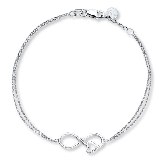 Infinity Heart Bracelet Sterling Silver 7"