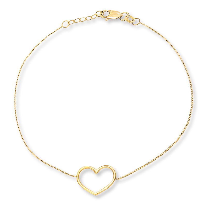 Main Image 1 of Heart Bracelet 14K Yellow Gold 7.5&quot;