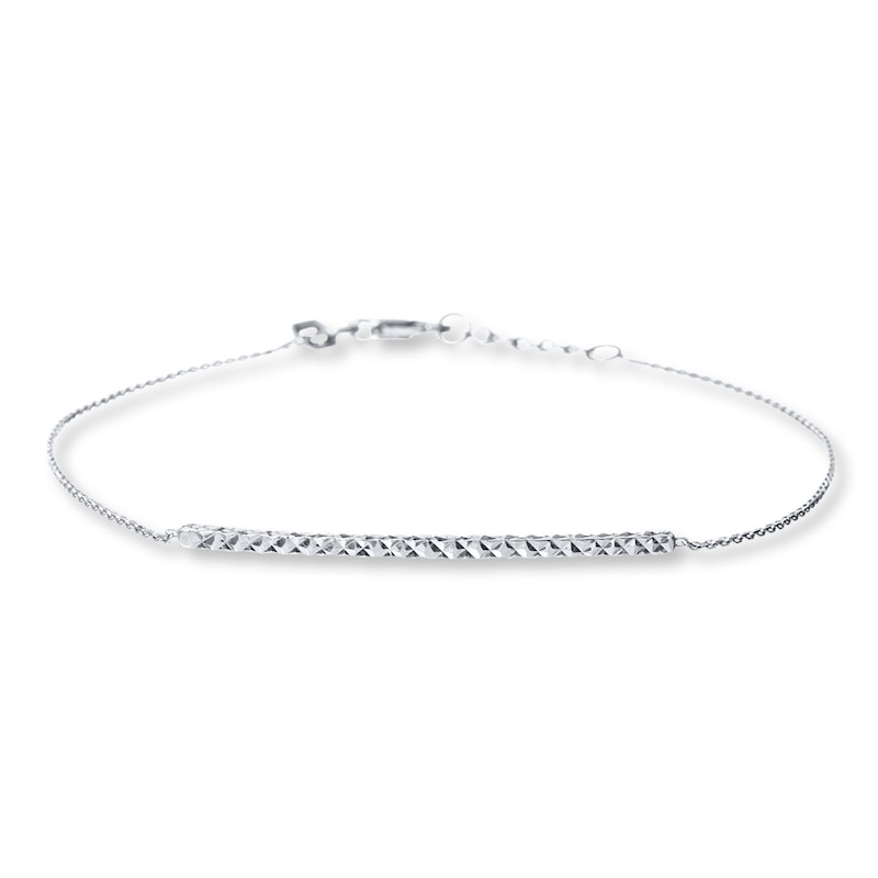 Thin Bar Bracelet 14K White Gold 7.5"