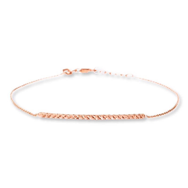 Thin Bar Bracelet 14K Rose Gold 7.5"