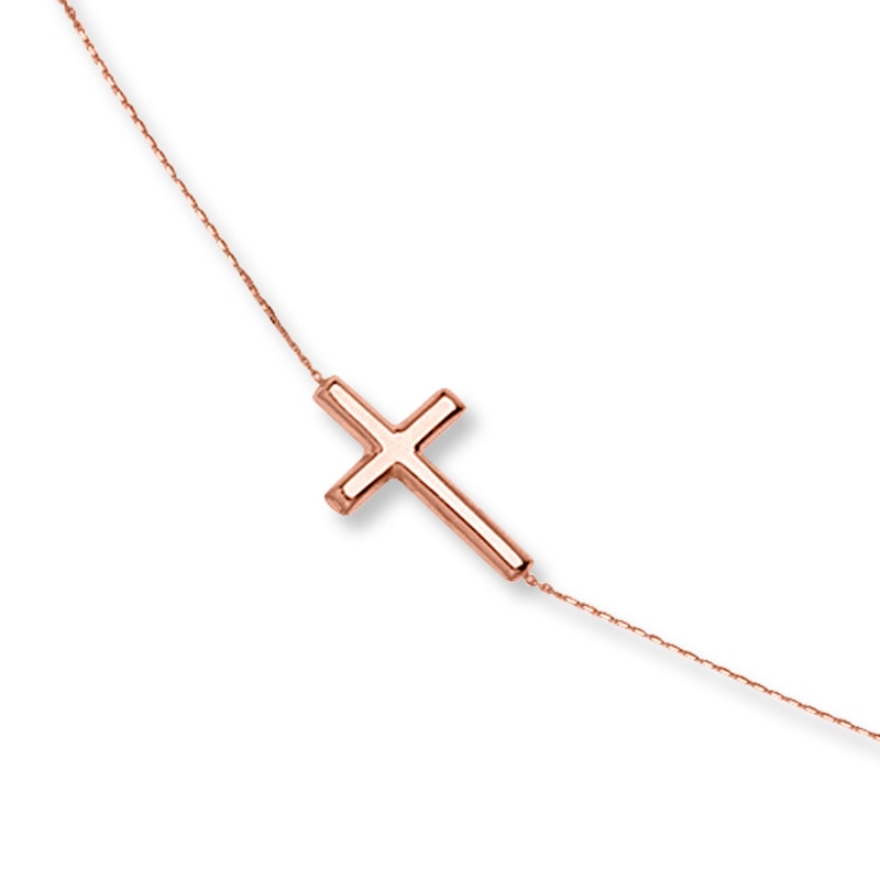 Main Image 1 of Cross Bracelet 14K Rose Gold 7.5&quot;