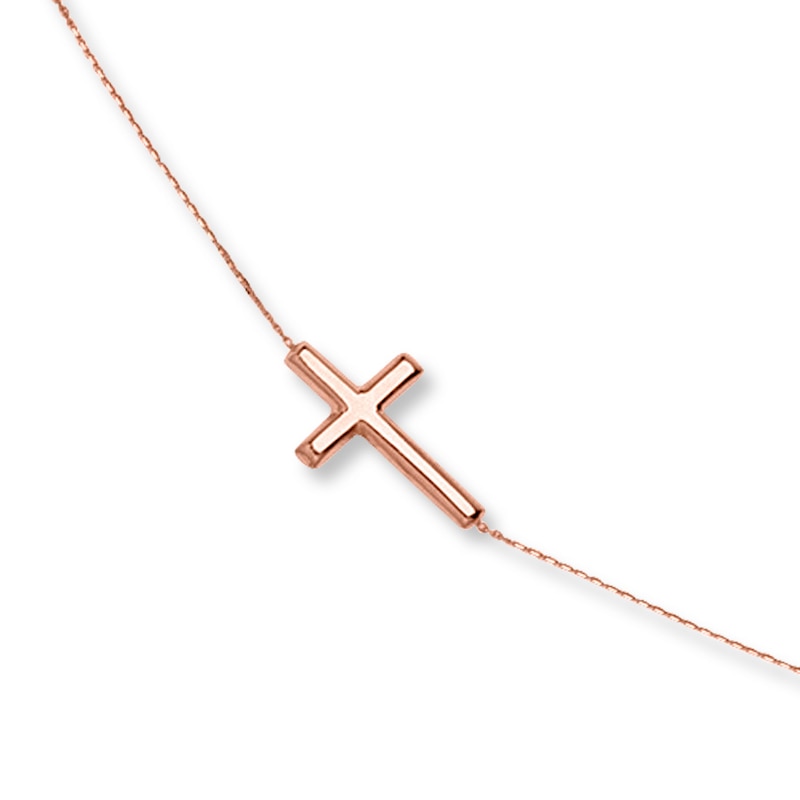 Cross Bracelet 14K Rose Gold 7.5"