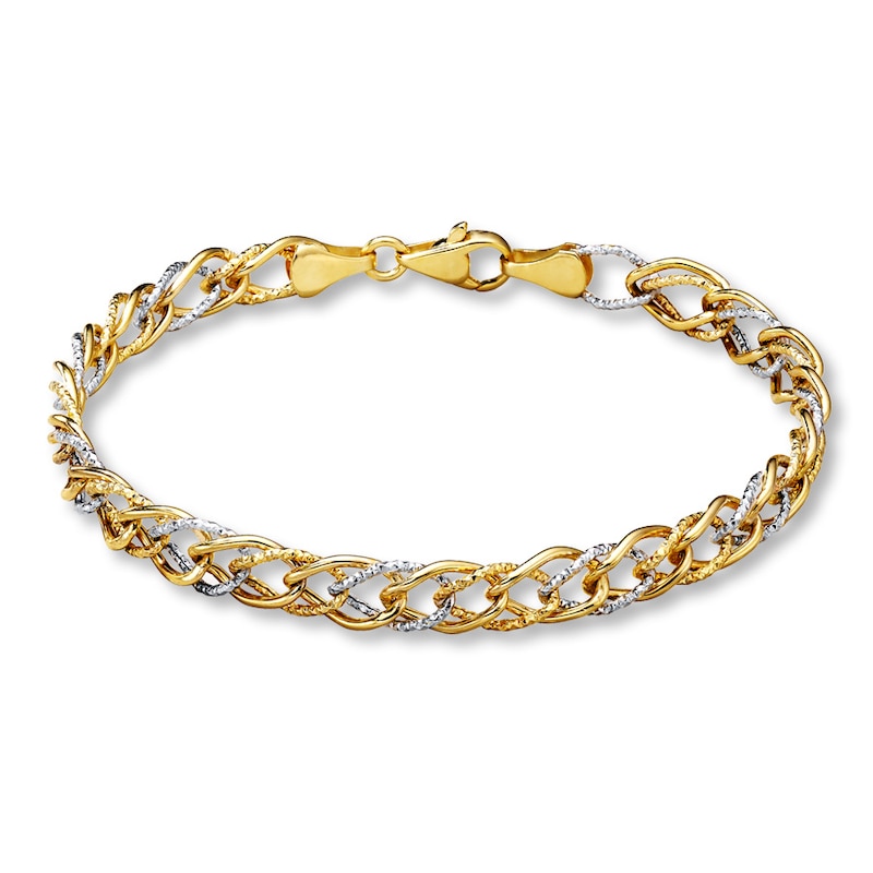 Hollow Link Bracelet 10K Two-Tone Gold 7.5"
