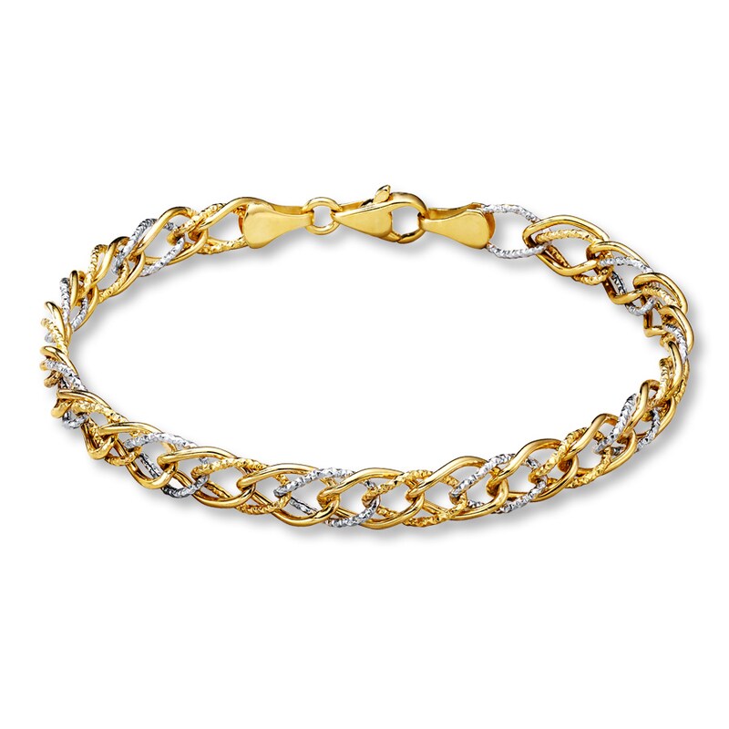 Hollow Link Bracelet 10K Two-Tone Gold 7.5"