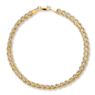 2.25mm Double Rope Chain Bracelet Hollow 10K Yellow Gold 7.5"