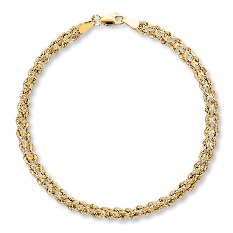 Hollow Rope Chain Bracelet 10K Yellow Gold 7.5