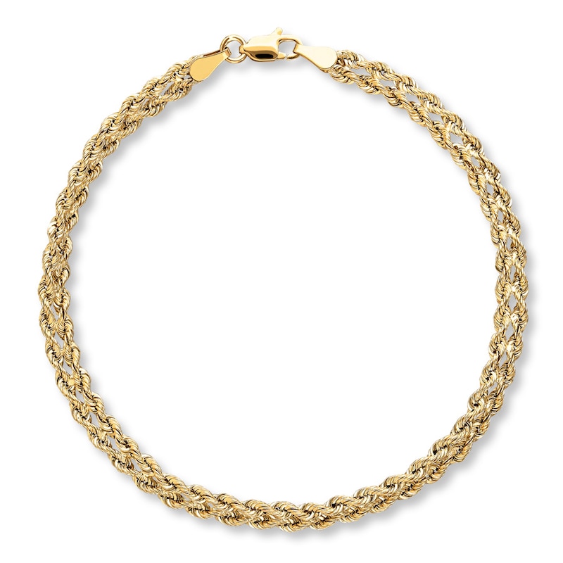 Main Image 1 of 2.25mm Rope Chain Bracelet Hollow 10K Yellow Gold 7.5&quot;