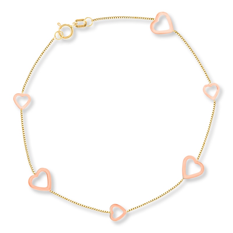 Main Image 1 of Hearts Bracelet 14K Two-Tone Gold 7.5&quot;