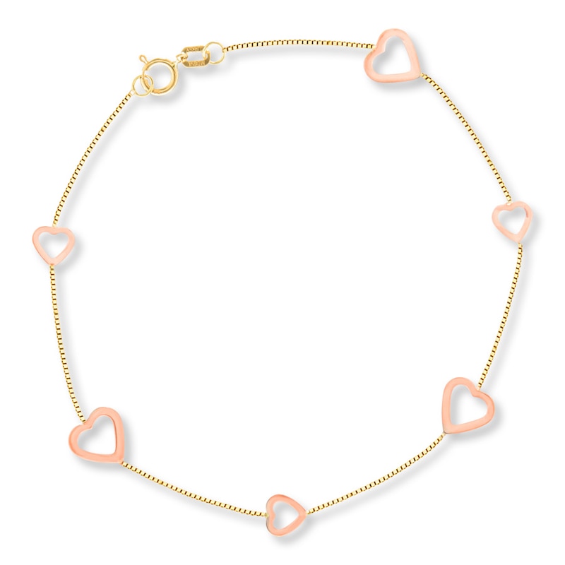 Hearts Bracelet 14K Two-Tone Gold 7.5"