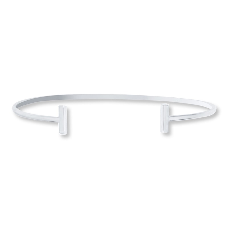 Cuff Bangle Bracelet 14K White Gold