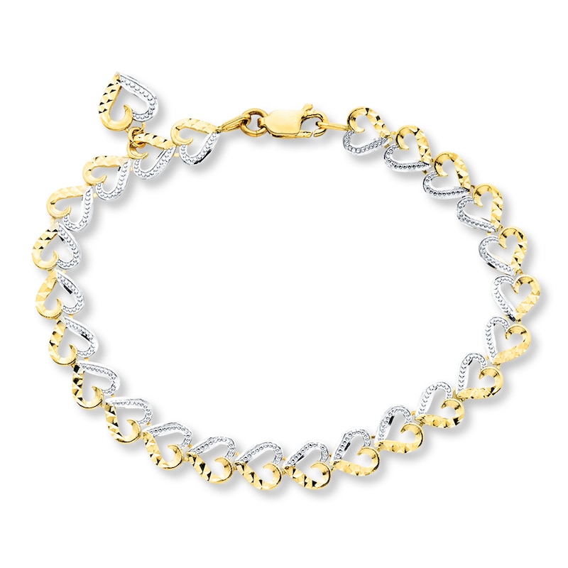 Heart Link Bracelet 10K Two-Tone Gold 7\