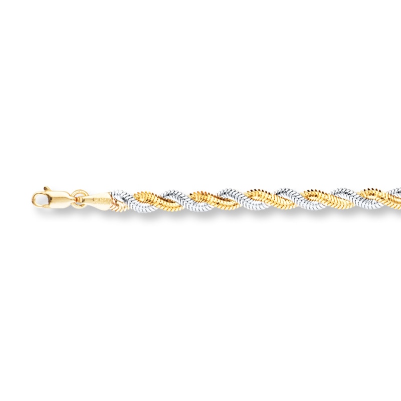 Main Image 1 of Braided Snake Chain Bracelet Solid 14K Two-Tone Gold 7.25&quot;