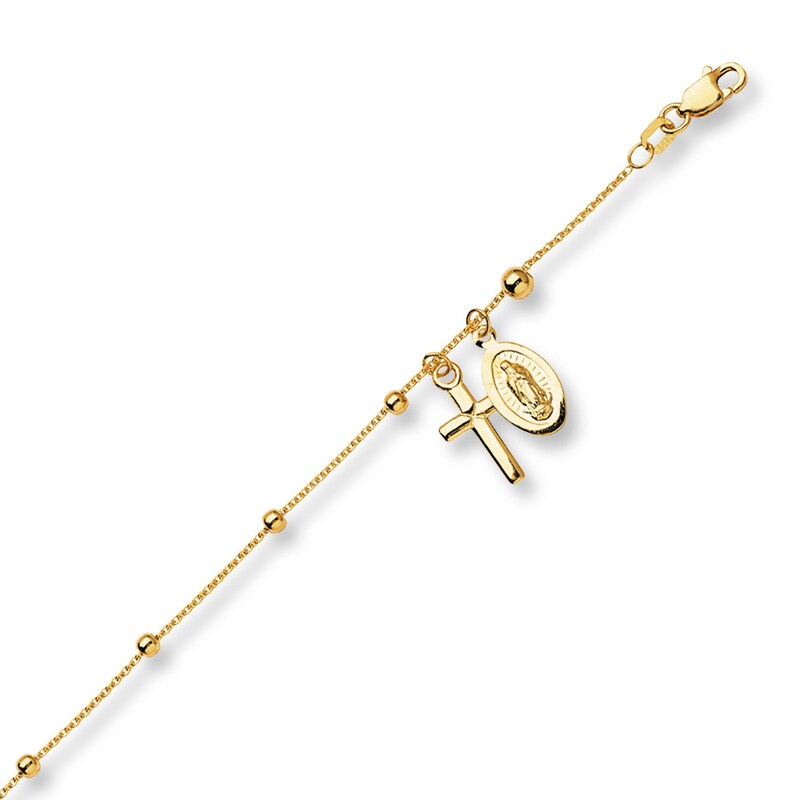 Main Image 1 of Religious Anklet 14K Yellow Gold 10&quot;