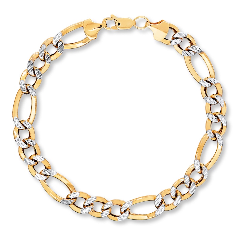 Semi-Solid Link Bracelet 10K Yellow Gold 8"