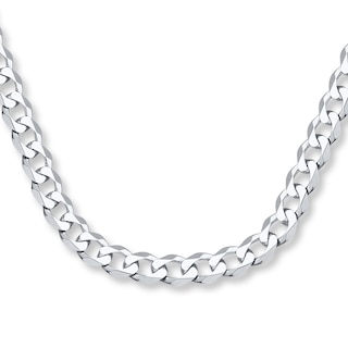 6.5mm Curb Chain Bracelet Solid 14K White Gold 8.5"