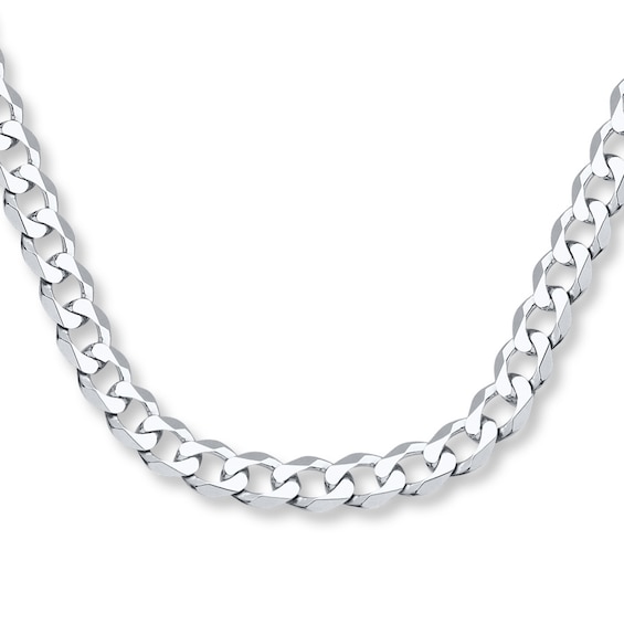 6.5mm Curb Chain Bracelet Solid 14K White Gold 8.5"