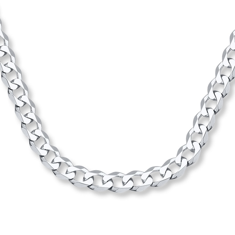 Main Image 1 of 6.5mm Curb Chain Bracelet Solid 14K White Gold 8.5&quot;