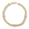Thumbnail Image 1 of Rope Chain Bracelet Round Diamonds Hollow 10K Two-Tone Gold 7.5&quot;