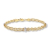 Thumbnail Image 2 of Rope Chain Bracelet Round Diamonds Hollow 10K Two-Tone Gold 7.5&quot;