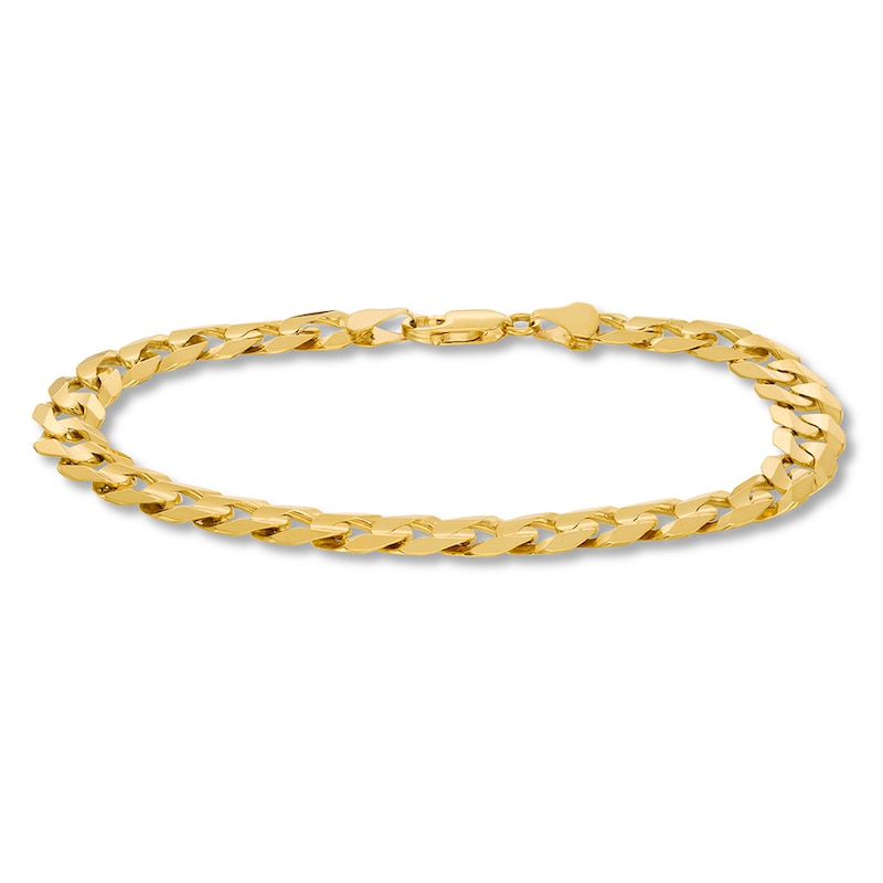Main Image 1 of Cuban Curb Chain Bracelet Solid 14K Yellow Gold 9&quot;