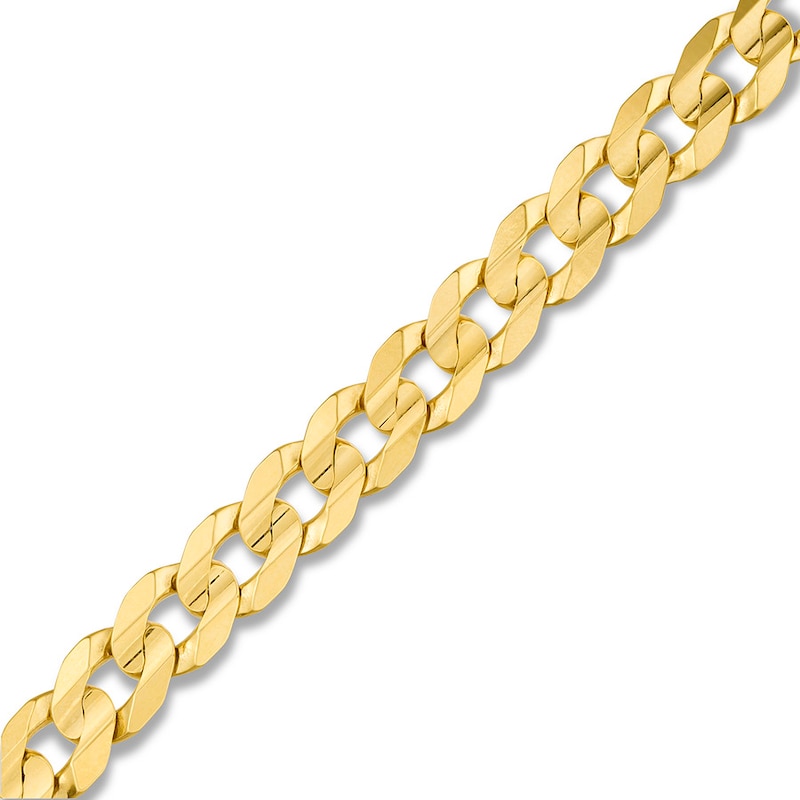 Solid Cuban Curb Chain Bracelet 14K Yellow Gold 9"