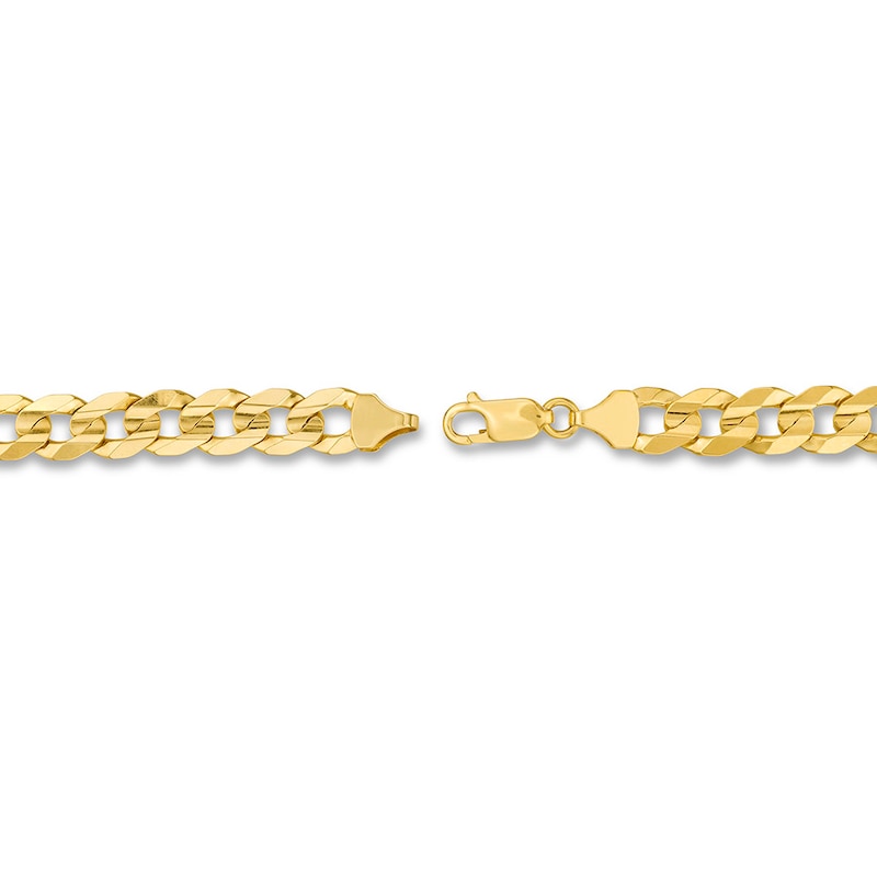 Solid Cuban Curb Chain Bracelet 14K Yellow Gold 9"