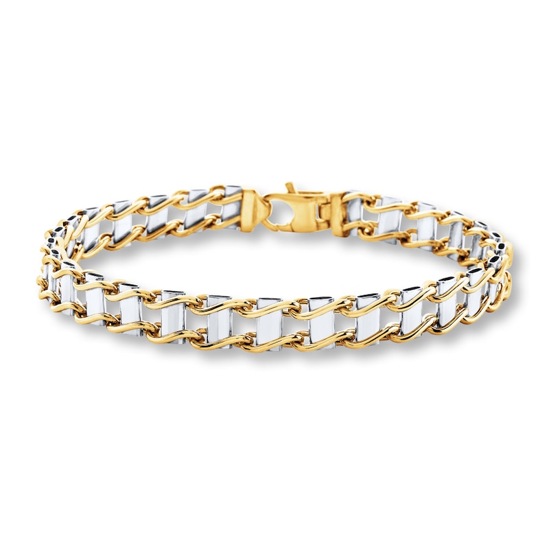 Main Image 1 of Men's Link Chain Bracelet 10K Two-Tone Gold 8.5&quot;