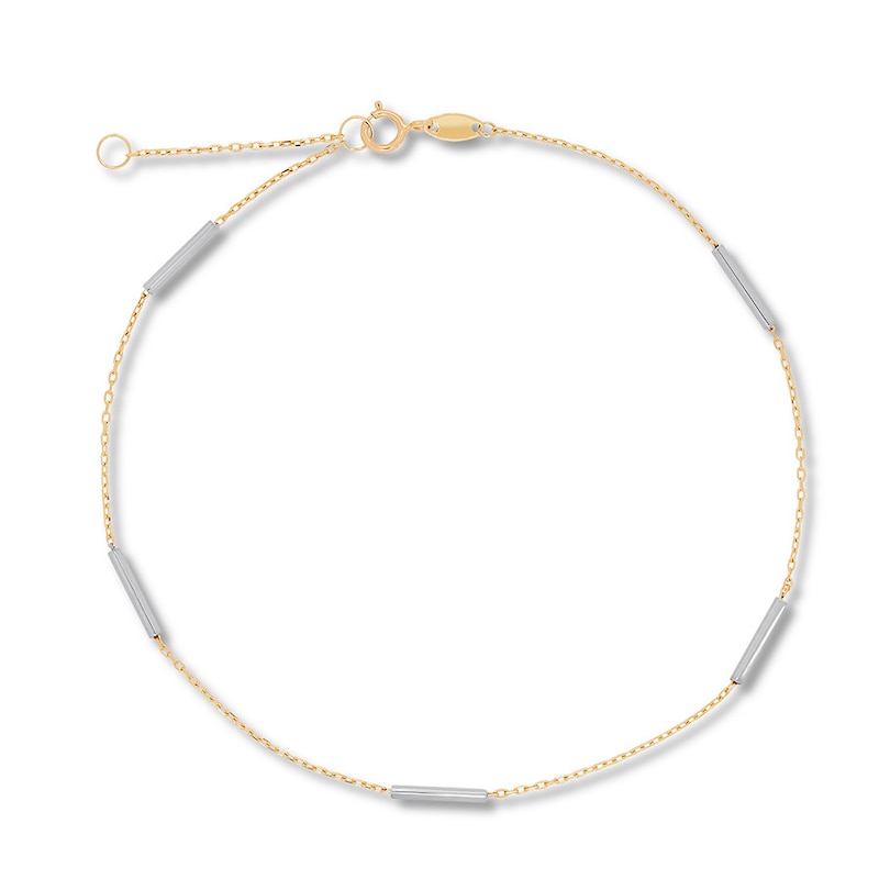 Main Image 3 of Bar Anklet 10K Two-Tone Gold 10&quot;