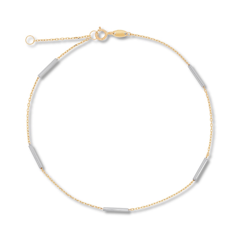 Bar Anklet 10K Two-Tone Gold 10"