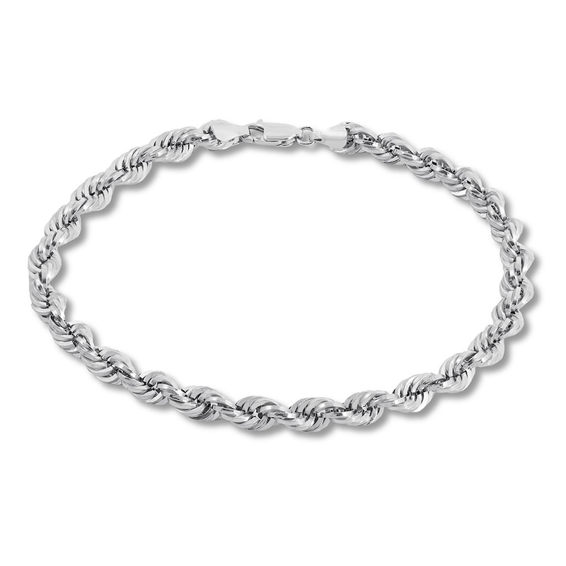 Main Image 1 of Hollow Rope Chain Bracelet 14K White Gold 8.5&quot; Length