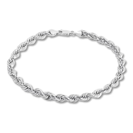 Rope Chain Bracelet 14K White Gold 8&quot; Length