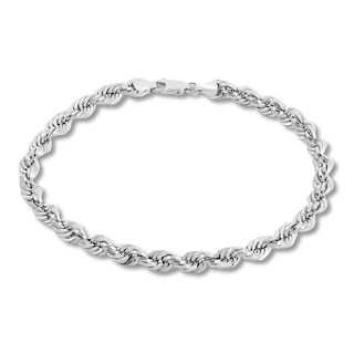 Rope Chain Bracelet 14K White Gold 8
